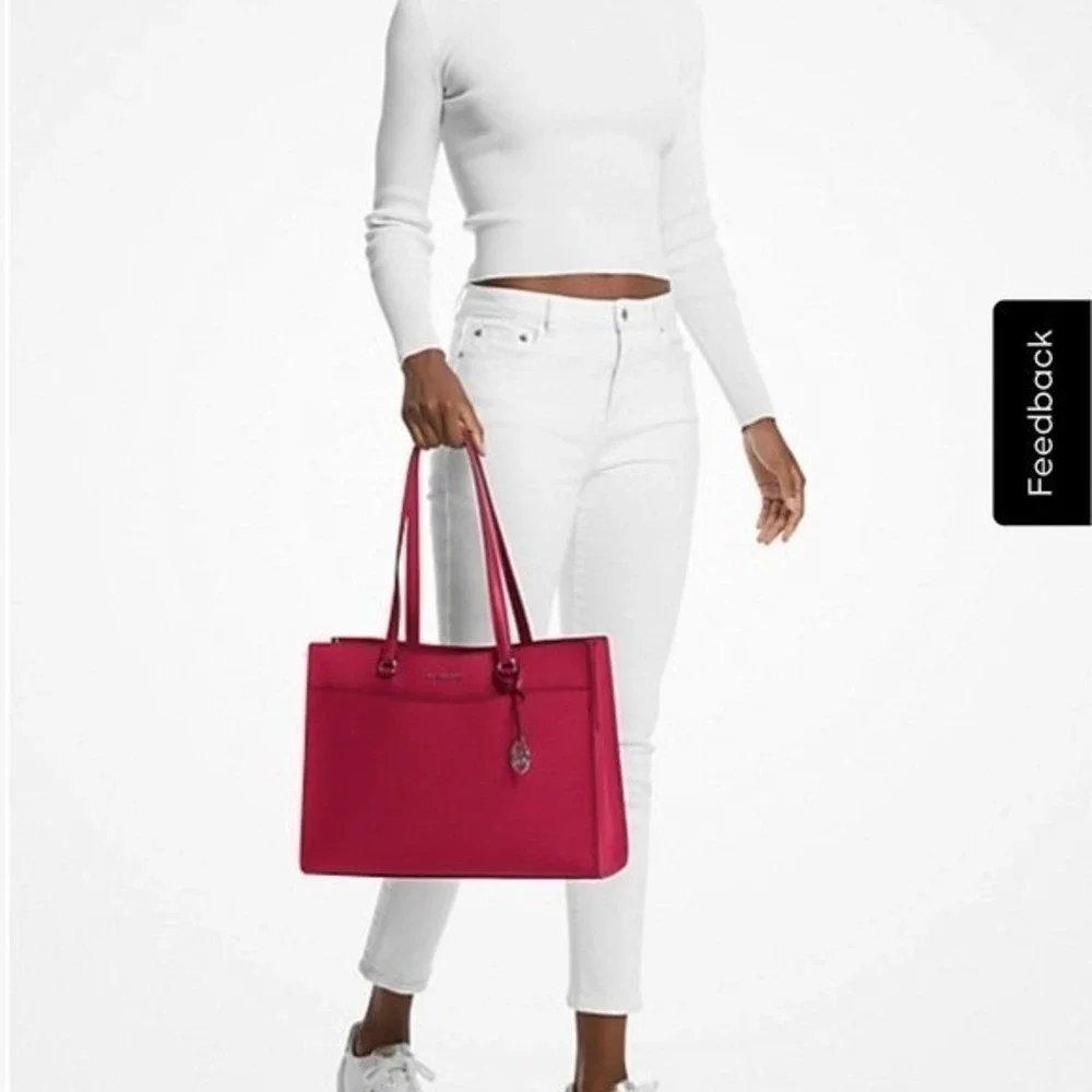 Michael Kors Red Tote‎ Bag with Structured Design - Picture 15 of 16